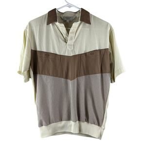 Vintage Sears Men's Polo Pullover Brown & Cream Size‎ M
